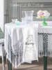 SHABBY FRENCH COTTAGE CHIC COTTON WHITE FRINGED TABLECLOTH