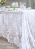 SHABBY COTTAGE WHITE VINTAGE ROSES LACE NETTING CHIC TABLECLOTH