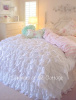 FRENCH BELLA WHITE RUFFLES KING COMFORTER WITH RUFFLED KING PILLOW SHAMS