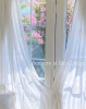 WHITE CABANA STRIPE SUMMER BREEZE CURTAINS DRAPE PANELS - SET OF 2